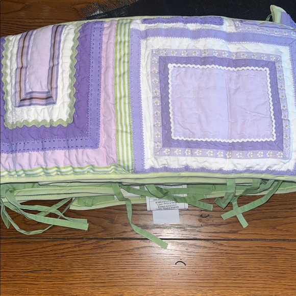 NEW Pottery Barn Kids Katie Patchwork Bumper Crib Purple Green White Baby Girl - Picture 7 of 10